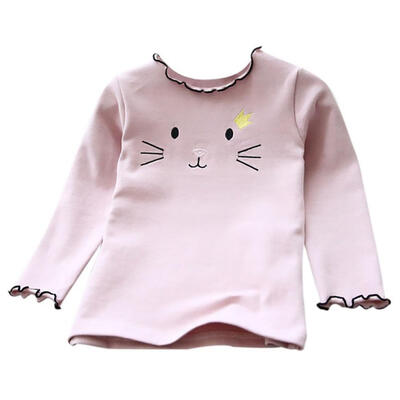

Winter Baby Girls Long-sleeved O-necked Cartoon Cat T-shirt Cotton Children Clothes