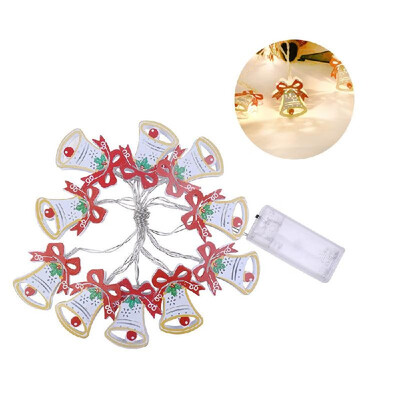 

10Led Metal Alpaca Santa Claus Bell Walking Stick Star Fariy String Lights for Christmas Holiday Wendding Party Night Living Be