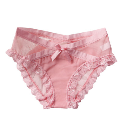 

Sexy Bow Net Yarn Lace Briefs Female Solid Color Wrap Intimates Women Underwear Transparent Lingerie Panties 2018 New Arrival