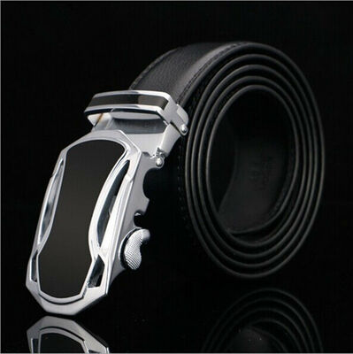 

Mens Leather Belt Automatic Buckle Ratchet Waistband Leisure Business