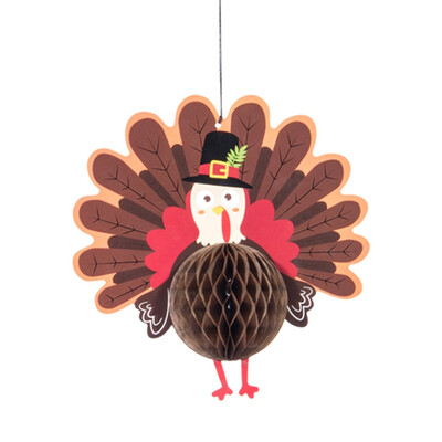 

Tissue Honeycomb Thanksgiving Turkey Decorative Hanging Pendant For Harvest Festival Thanksgiving Party Supplies