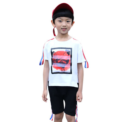 

New Arrival Kids Boys Short-Sleeved O-Neck Suits Wholesale Children Boys Casual T-Shirt Two-Piece Small Medium Children Sets