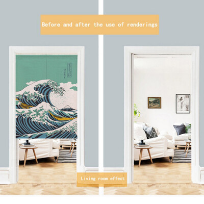 

Japanese Style Doorway Curtain Cotton And Linen Printed Hanging Tapestry For Home Decoration