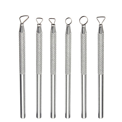 

6pcs Aluminum Pottery Modeling Scraper Sculpture Carving Cutter Metal Handle Ceramic Clay Tool