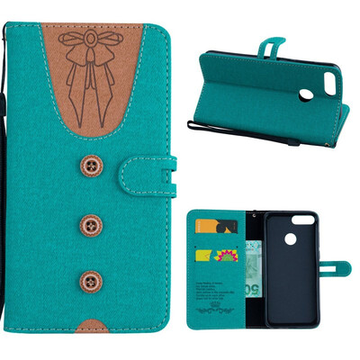 

MOONCASE Huawei P Smart splicing embossed womens leather case - green