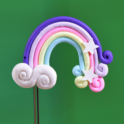 

3Pcs Unicorn Rainbow Cloud Happy Birthday Cake Decoration Cloud Stars Rainbow Micro Landscape Decoration Accessories Hot