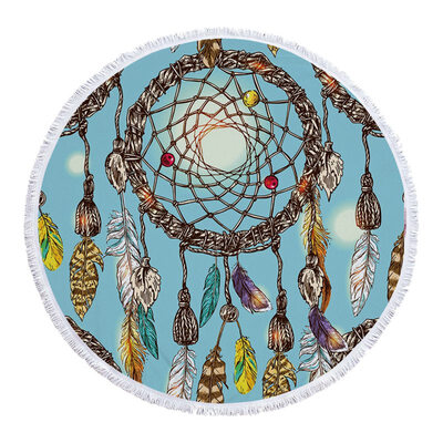 

Dream catcher round fringed beach towel yogaTapestry Beach Towel Sunblock Round Bikini Cover-Up Blanket Lotus Bohemian Yoga Mat