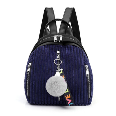 

Tailored Fashion Womens Zipper Multi-Function Large Capacity Corduroy Backpack