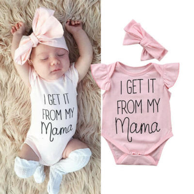 

Newborn Baby Girls Romper Bodysuit Jumpsuit Headband Outfits Clothes