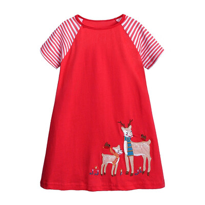 

Kid Girl Dress Summer Casual Short Sleeve Animal Print Dress Costume Baby Children Cotton Dresses
