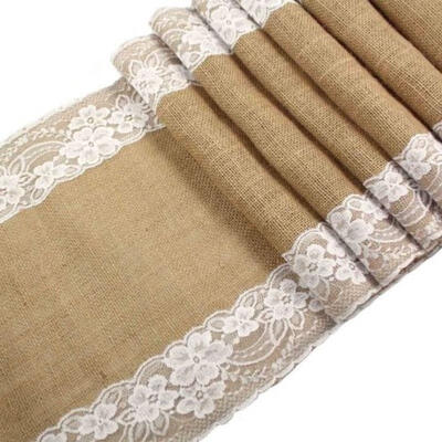 

12&quotX 108&quot Burlap Lace Table Runner Natural Jute Rustic Wedding Decoration