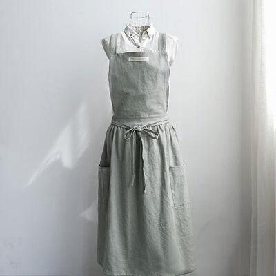 

Cooking Apron Simple 100 Washed Cotton Uniform Apron Korean Style Pleated Apron Light Blue Home Household Cleaning Tools Aprons