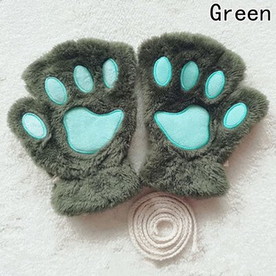 

Fluffy Bear Cat Plush Paw Claw Glove Novelty Soft Women Gloves Mittens