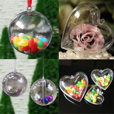 

Christmas Tree Ball Fillable Candy Box Bauble Decoration Clear Plastic Ornament