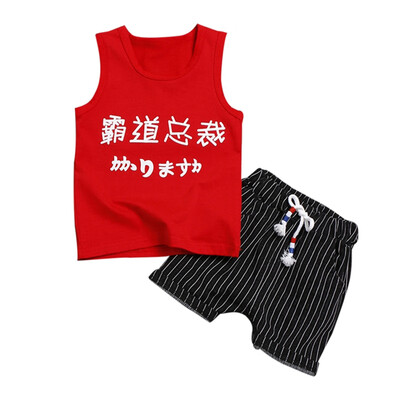

Baby Clothes Summer Baby Boys Sleeveless Print Tops Blouse VestShorts Children Casual Outfits Sets Baby Boy Clothes