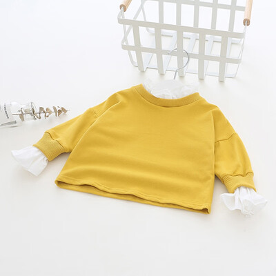 

Spring Autumn Sweet Infant Baby Kids Girls Cotton Long Sleeve Blouse Casual Fake Two Pieces Solid Color Comfortable New Blouse