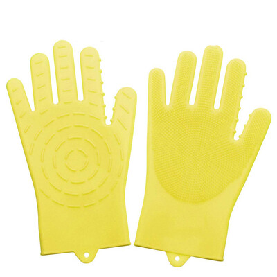 

Toponeto Magic Reusable Silicone Gloves Cleaning Brush Dishwashing Gloves Heat Resistant
