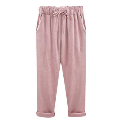 

Women pants Comfy Harem Pants Mid Waist pantalon femme Bow Elastic Drawstring Solid Color Loose Straight Long Trousers