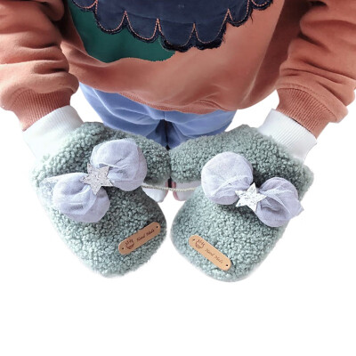 

Toddler Baby Gloves Thicken Girls Boys Full Finger Winter Warmer Knitted Mittens Bowknot Gloves