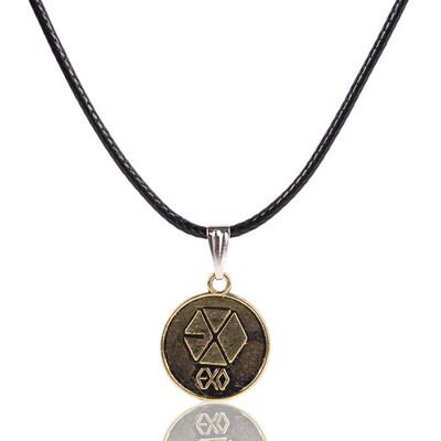 

Kpop EXO Same Heel Combination Logo Pendant Necklace Letter Lettering Pendant Necklace Fans Hot Gift