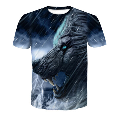 

Fashion Men Animal Digital Printed Short Sleeve Round Neck Casual T-Shirts Tops