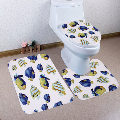 

Gobestart Bathroom Toilet Three Piece Floor Mat Door Mat Bathroom Carpet