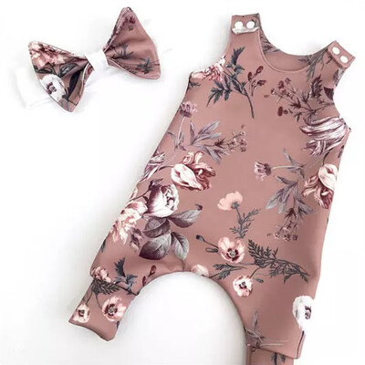 

Infant Baby Girl Floral Romper Bodysuit JumpsuitHeadband Clothes Outfit Set