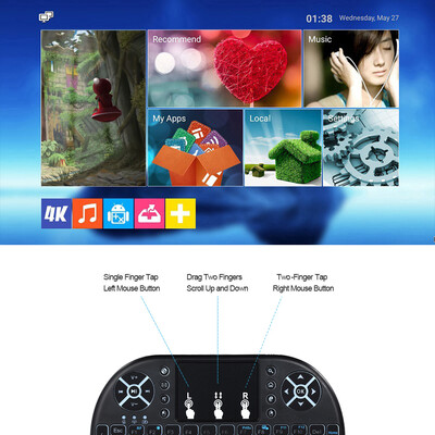 

24GHz Wireless Keyboard with Touchpad Mouse Handheld Remote Control for Android TV BOX PC Smart TV Black