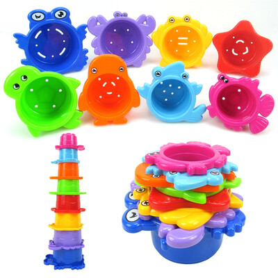 

YIWULAA Great Life Stacking Cups Sea Animals Indoor Outdoor Beach Fun Bathtub Fun Toy