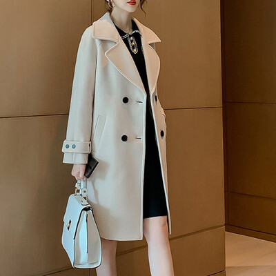 

Tailored Womens Winter Lapel Wool Coat Trench Jacket Long Overcoat Outwear