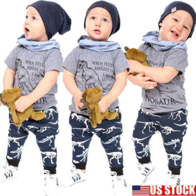 

2Pcs Toddler Kids Baby Boys Cotton Tops T-shirt Pants Leggings Outfits Clothes