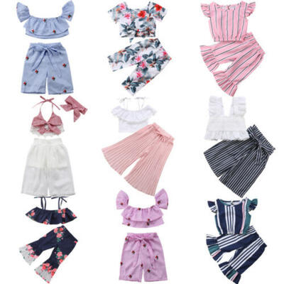 

Fashion Newborn Toddler Baby Girl Crop Top T-shirt Long Pants Outfits Clothes US