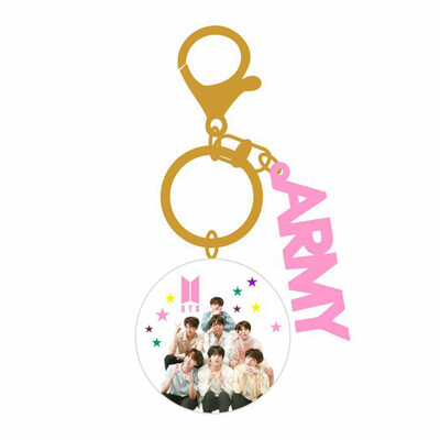 

BTS Creative Acrylic Keychain Double-sided Color Printing Letters Round Card Pendant Key Rings ARMY Hot Gift