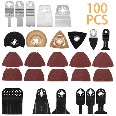 

100200Pcs Mix Oscillating Multi Tool Saw Blades Sanding Polishing Set for Fein Multimaster Dremel Makita Bosch