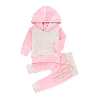 Autumn Children Baby Girl Cute Casual Long Sleeve Patchwork Hoodie Sweatshirt TopsPants Set