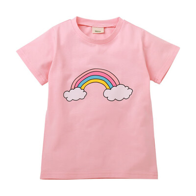 

Children Girls Summer Cotton Rainbow Pattern T-shirt Tops Blouse Short Sleeve Tee Shirt Outfits