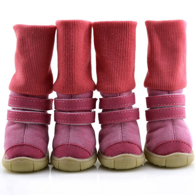 

Thick Fur Pet Shoes Small Dogs Shoes Winter Warm Snow Boots For Teddy Poodle CoffeePinkPurple
