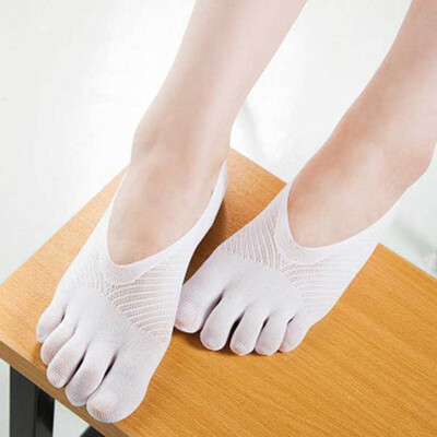 

1 Pair Summer Style Thin Cotton Women Toe Socks Silicone Deodorant Ankle Five Finger Dress Boat Socks Solid Color New
