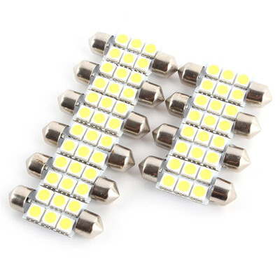 

Cheap High Quality 10Pcs 36mm Festoon 5050 6SMD LED White Car Interior Dome Light Bulb Premium