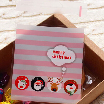 

100pcs Christmas Cellophane Treat Bags Sweet Biscuit Cookie Party Favor Gift