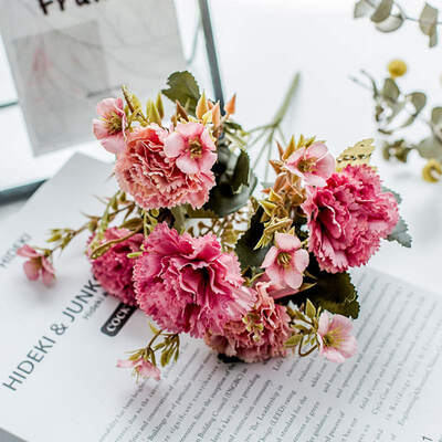 

Artificial Silk Flowers European Fall Vivid Carnation DIY Fake Leaf Peony Mothers Day Teachers Gift Wedding Home Decoration