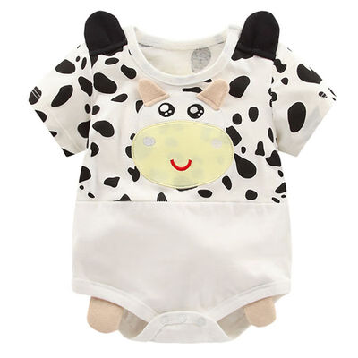 

Cute Baby Cartoon Animal Panda Cattle Pig Pattern Short Sleeve Bodysuit Jumpsuit One-Pieces Outfits