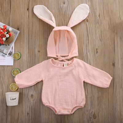 

Cute Newborn Baby Girls Clothes Romper Jumpsuit BodysuitRabbit Ear Hat Outfits