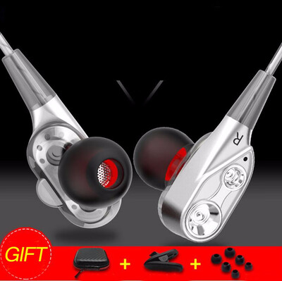 

OLOEY ear type double moving coil earphone running games music headphones wire controlled fever HIFI headphones