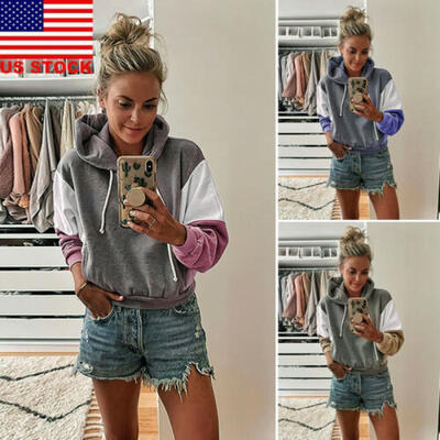 

US Womens Long Sleeve Sweatshirt Hoodie Sweater Pullover Winter Warm Jumper Tops