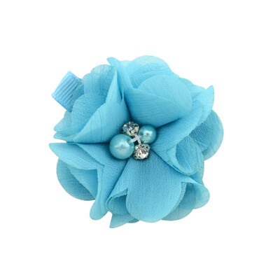 

12 Color European American Hair Pin Clips Childrens Hair Accessories Cute Baby Kids Girls Chiffon Inlaid Pearl Flower Hairpin