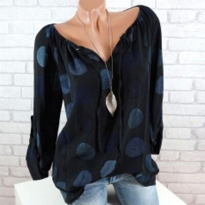 

Plus Size  Women Blouses Black&White Polka Dot Sleeveless Casual Blouse Frilled Armhole Button Closure Back Shell Top