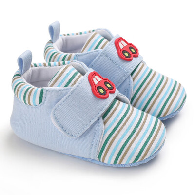 

0-18M Newborn Baby Shoes For Girls Boys Cartoon Car Striped Toddler First Walk Casual Shoes Soft Soled Baby Girls Shoes Sneakers