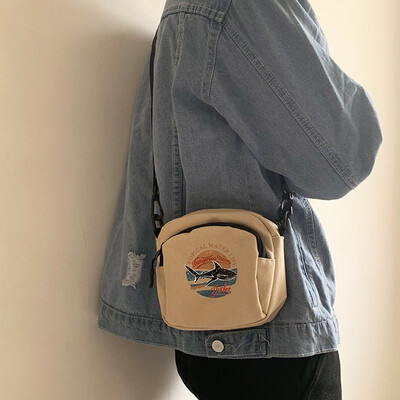 

Tailored Fashion Women Canvas Printing Fish Casual Ladies Shoulder Bag Mini Crossbody Bag