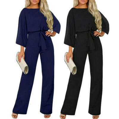 

Womens High Waist Jumpsuit Romper Lady Evening Party Wide Leg Trousers Playsuit